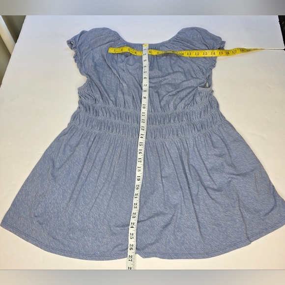 Pretty  boho Pennington Blue Summer Top with ruching 95% viscose 3XL - Picture 4 of 16